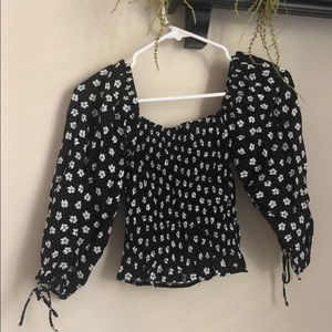 Floral ASOS Puff Sleeve Blouse Cropped